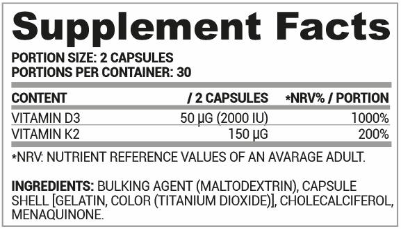 Nutriversum Vita D3+K2 60db vitamin kapszula ízesítetlen